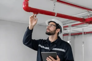 fire sprinkler monitoring Arizona technician inspecting sprinkler head